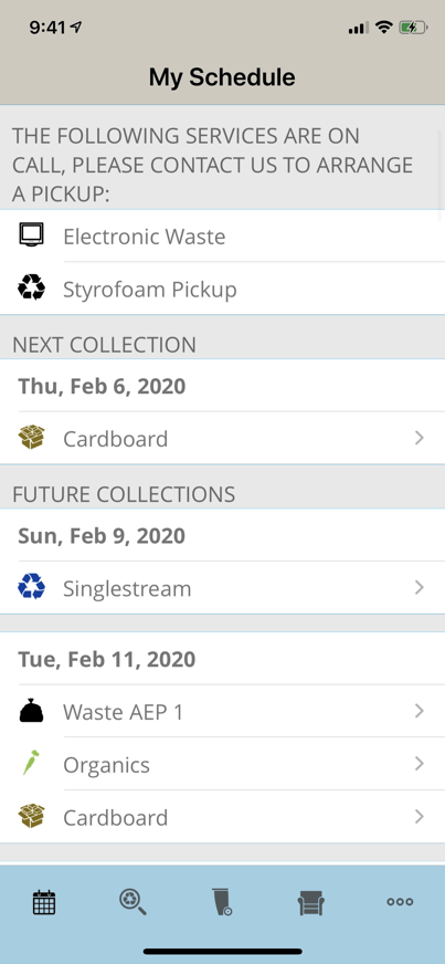 RecycleSmart Waste Pickup Schedule Example